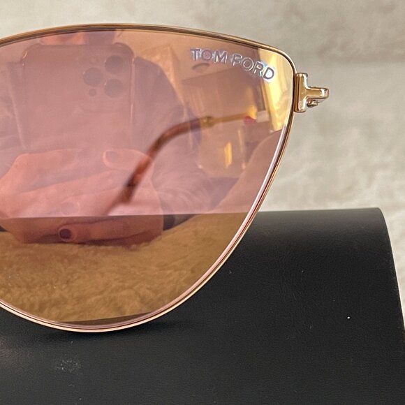 Tom Ford Cat Eye Mirror Sunglasses TF1005 Anais-02 28Z Gold/Rose Havana 62mm main image 7